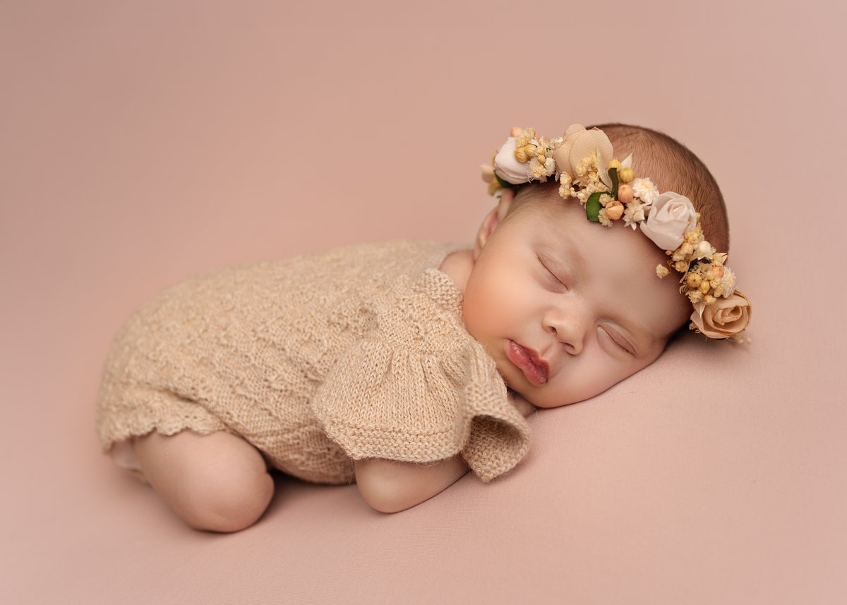 Newborn - Flower Headband and brown top