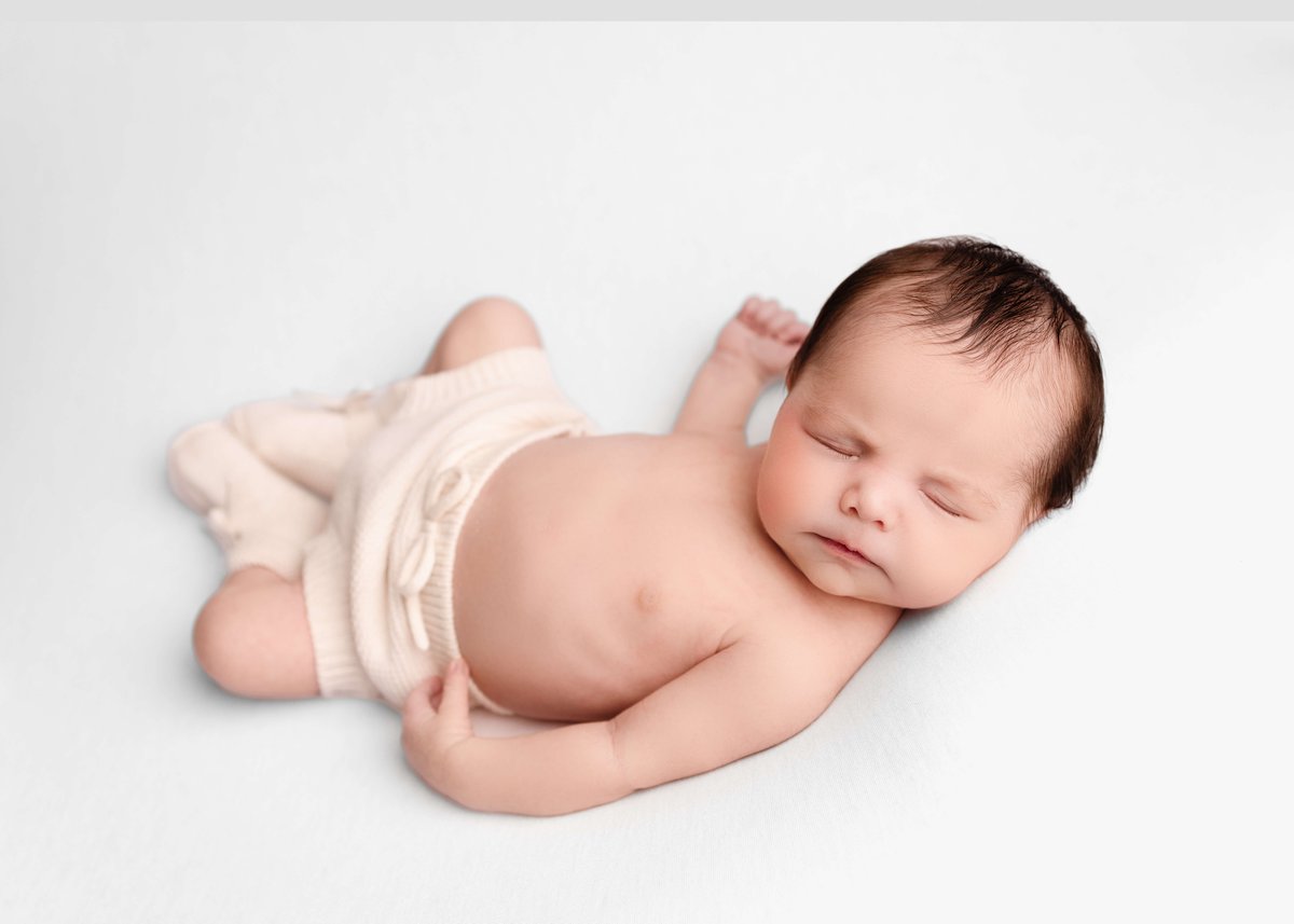 Newborn - White Shorts Asleep